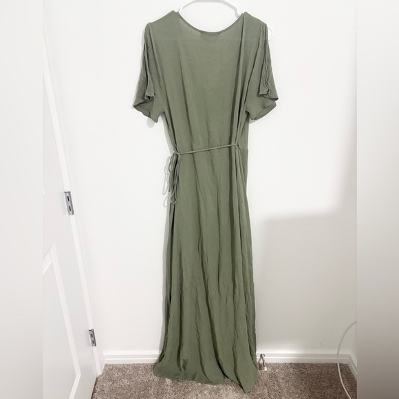 Lulus Much Obliged Washed Olive Green Wrap Maxi Dress - Picture 5 of 5